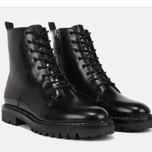 Vince Cabria Leather Lug Combat Winter Water Resistant Boots Size 6 Black